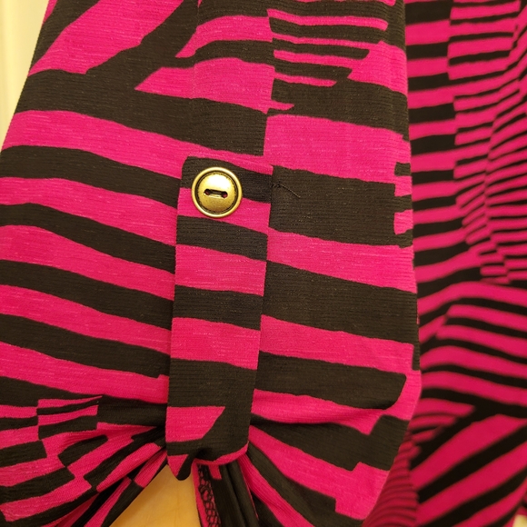 Chic Pink and Black Striped Blouse - Picture 3 of 5